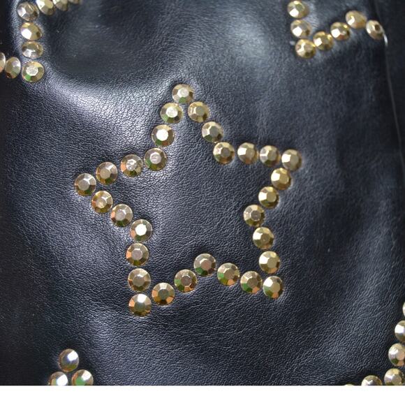 Betsey Johnson Night Lights Star-Studded Bucket Bag Black & Gold - Picture 7 of 14